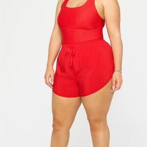Fabletics Vibrant Red Activewear Sport Short Onesie Shortsie XXL